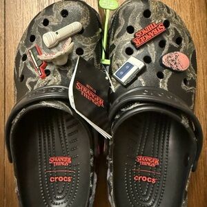 CROCS Black Stranger Things Themed Slippers Men size 10